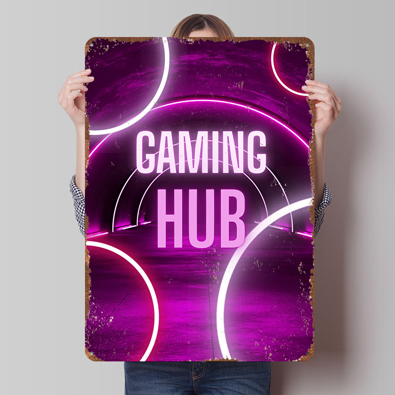 Retro Gaming Hub - Gaming Hub Neon Tunnel Printed Poster