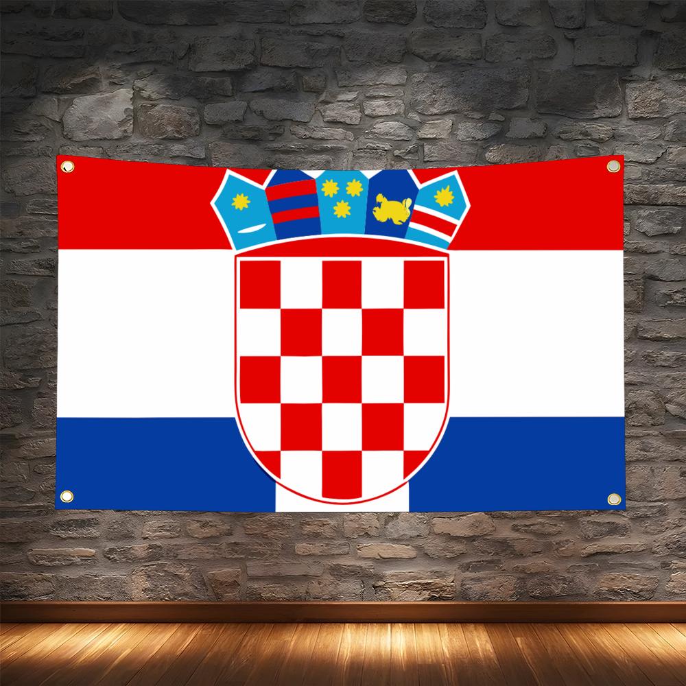 Retro Gaming Banner - 1PC Famous Croatia Flags Retro Football
